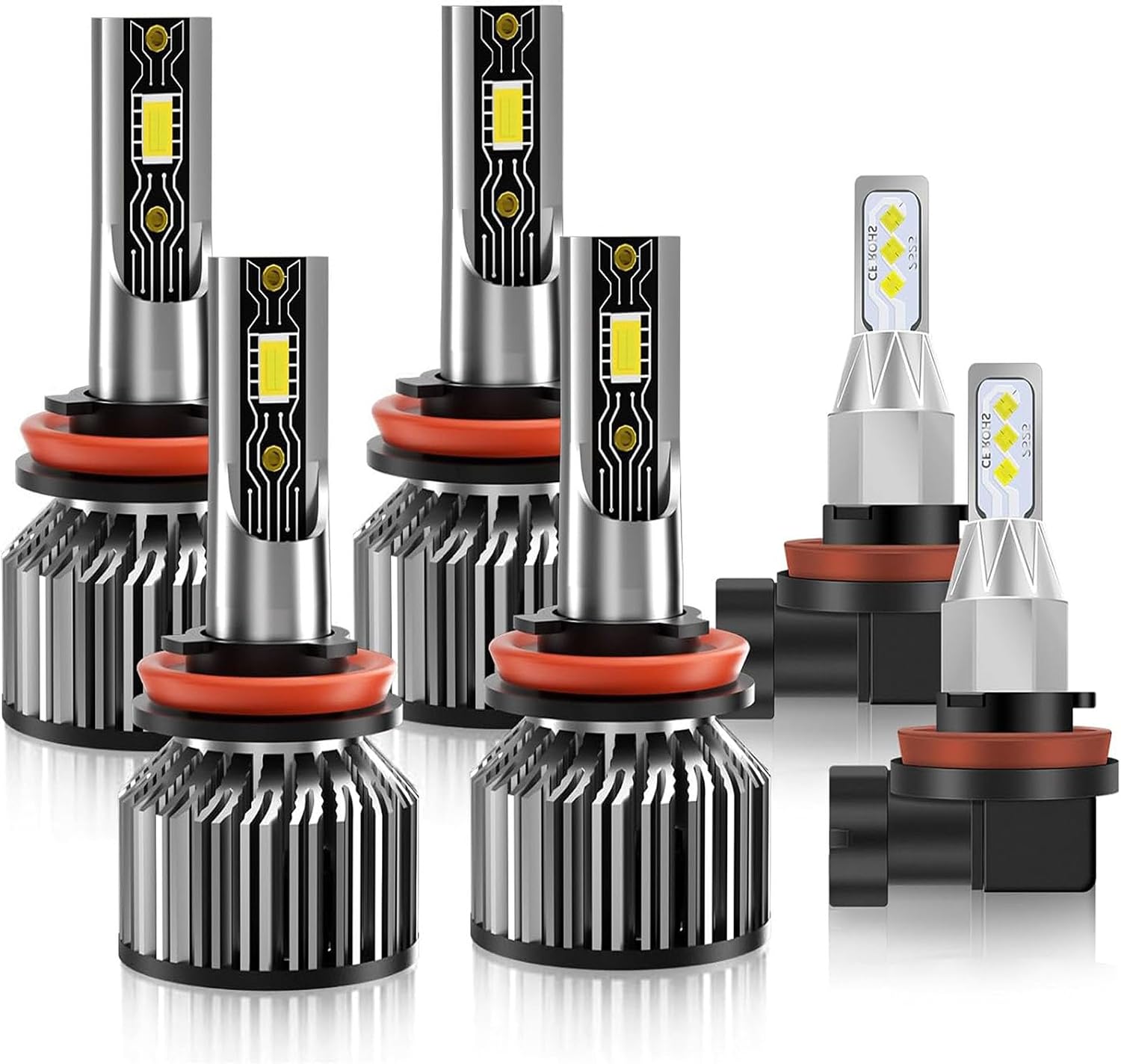 Fit for JEEP Grand Cherokee 2018-2023, H11H11 Driving Light Bulbs with H11 Fog Light, 6500k Cool White,IP68 Waterproof, Pack of 6