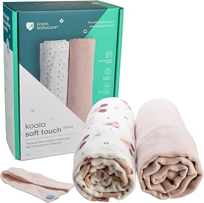 Koala Babycare Organic Muslin Swaddle Blankets for Newborns GOTS & Oeko-TEX Certified - 2 Pack Soft Cotton Baby Blanket 47 x 47 inches - Lightweight, Breathable, and Safe for Boys and Girls