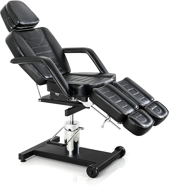 Hydraulic Tattoo Chair Height Adjustable Tattoo Bed 360 Swivel Tattoo Table Portable Salon Spa Beauty Massage Tattoo Chair for Client Professional Tattoo Equipment (Black)
