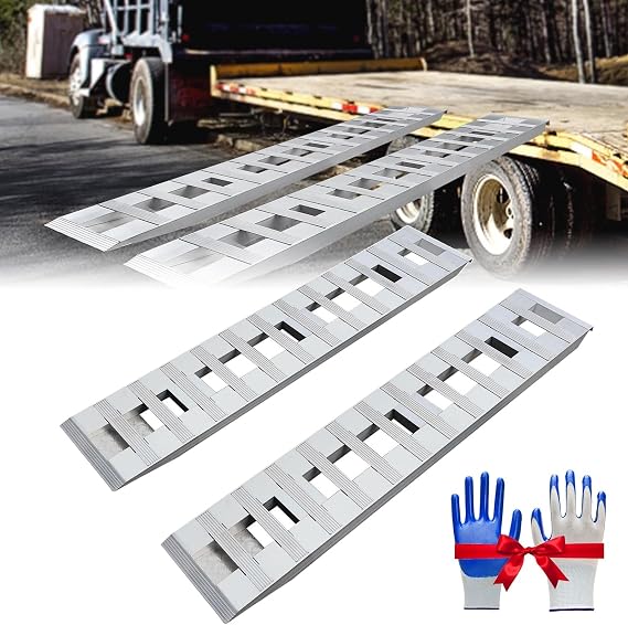 2PCS Truck Car Auto Trailer Ramps, Aluminum Trailer Ramps, 6000 LBS Load Capacity, Universal Car Ramps for Motorcycle ATVs Lawnmowers Trucks Trailers, Loading Ramps for Pickup Trucks(72inch x 15inch)