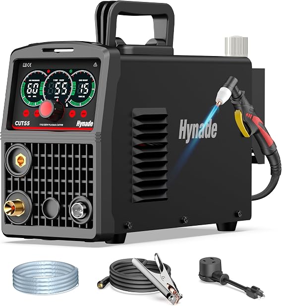 55A Pilot Arc Plasma Cutter, Large LED Display, Non-Touch Air Sensor 55A Plasma Cutter Machine 110/220V Dual Voltage, IGBT Inverter, 1/2'' Clean Cut, 2T/4T for Beginners DIY