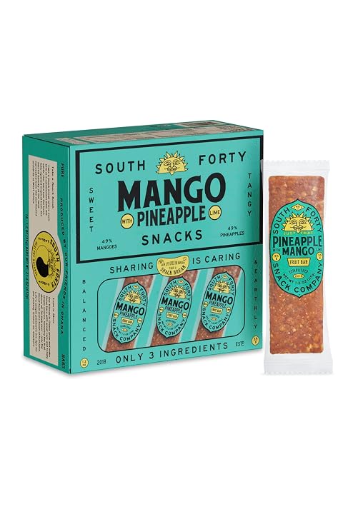 South 40 Snacks Mango Pineapple Lime Fruit Bar, 35g, Pack of 18