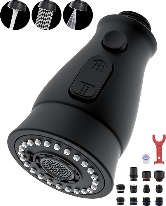 J-HVA Black Pull Down Spray Head Replacement for Kitchen Faucet