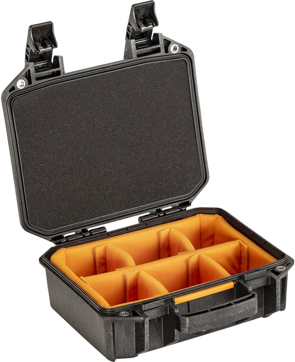 Vault by Pelican - V100 Multi-Purpose Hard Case with Padded Dividers for Camera, Drone, Equipment, Electronics, and Gear Black