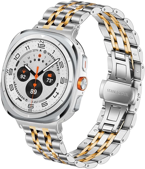 DEALELE Bands Compatible with Samsung Galaxy Watch Ultra 47mm (2025/2024), Solid Stainless Steel Metal Replacement Bracelet for Galaxy Watch Ultra 2 / Ultra 47mm Women Men