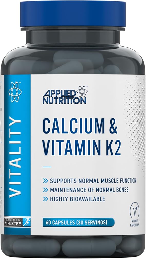 Applied Nutrition – Calcium & Vitamin K2 – Dual Action Formula – Best Bone Support – Best Muscle Function – High Absorption & Bioavailability – (60 Capsules – 30 Servings)