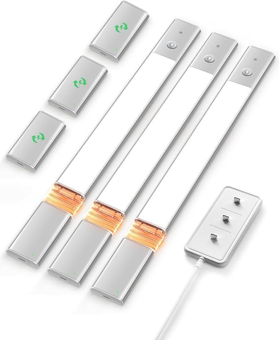EZVALO Under Cabinet Lighting with 6 2000mAh Batteries & Charging Station