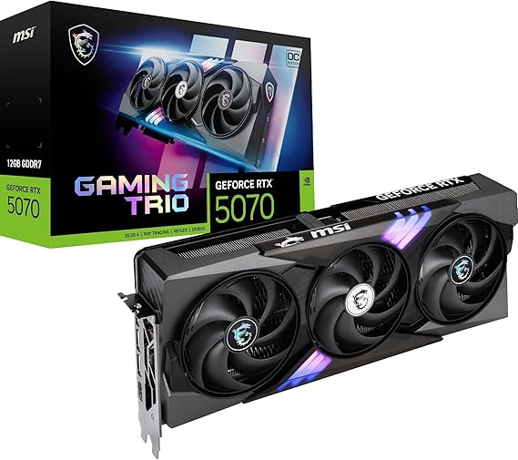 MSI GeForce RTX 5070 12G Gaming Trio OC - 12GB GDDR7 (28Gbps/192-bit) PCIe 5 Boost: 2610 MHz HDMI 2.1b DisplayPort 2.1b