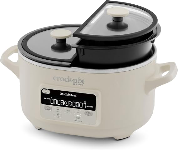 Crock-Pot MultiMeal Multicooker and Programmable Slow Cooker with Bake Function, Create 2 Dishes Simultaneously, Two 3.7qt Nonstick Pots Feed 8+