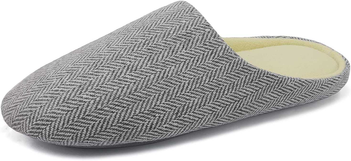 ofoot Children's Memory Foam Narrow Width Cotton Terry Lined Non Slip House Slippers