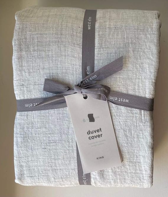 West Elm Belgian Flax Linen Fiber Dyed Duvet Cover King/California King ~ Frost Gray ~