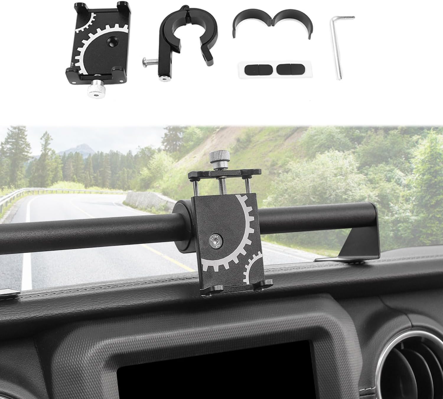 Linskip For Jeep Wrangler JL JLU 2018-2022 & Jeep Gladiator JT 2nd Mount Type A 2020-2022: Metal Smartphone Dashboard Mount for iPhone Physical by Linskip