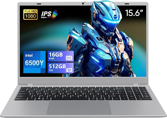 UOWAMOU 15.6 IPS-FHD-Laptop, 16GB RAM 512GB SSD 6500Y (up to 3.4GHz), Multi-Ports Lightweight Computer for Student-Home WiFi 5 BT5.0