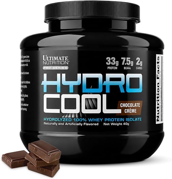 Ultimate Nutrition HydroCool Hydrolyzed Protein Powder, Chocolate, Sample.