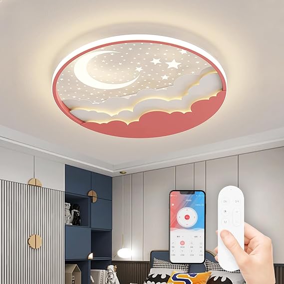 LED Ceiling Light for Kids Room, 50cm Creative Cartoon Ceiling Light with Remote Control [Energy Class B]