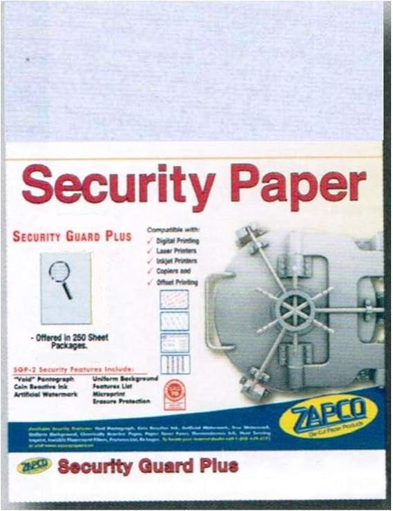 Laser Print Security Paper (SGP-24-Rx), Bond Blue 24-lb, 8.5" x 14", 500 SHEETS / 1 PACK
