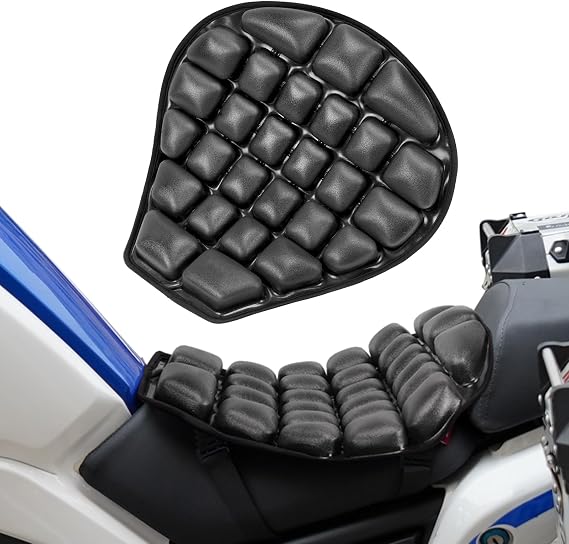 JFT Motorcycle Seat Cushion Covers Inflatable Pad, Pressure Relief Ride Motorcycle Air Cushion Saddles Compatible with Harley Davidson Motorcycle (Black)