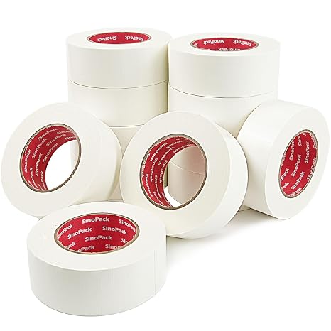 Heavy-Duty Duct Tape, 48mm x 45 Yard White Duct Tape Bulk 12-Pack Total 540yds All-Purpose Cloth Backing White Tape for General Maintenance, Moving & Storage Sealing