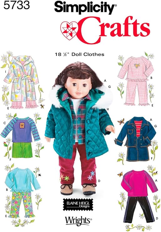Simplicity Crafts Doll Clothing Outfits Sewing Patterns for 18'' Dolls