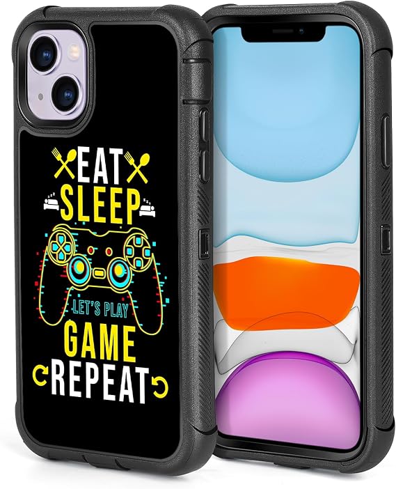 for iPhone 14/13 Case Cool Eat Sleep Game Repeat