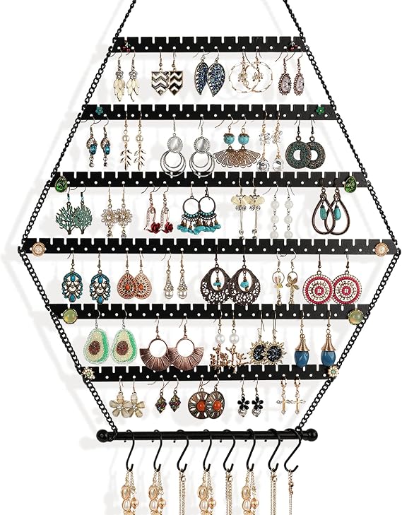 Earring Organizer Hanging Earring Organizer Wall Earring Organizer Wall Mount Hanging Earring Holder Wall Jewelry Organizer Wall Mounted Jewelry Organizer Hexagon