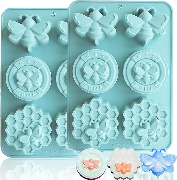 2Pcs Bee Soap Mold,Bee Soap Molds for Soap Making(Blue)