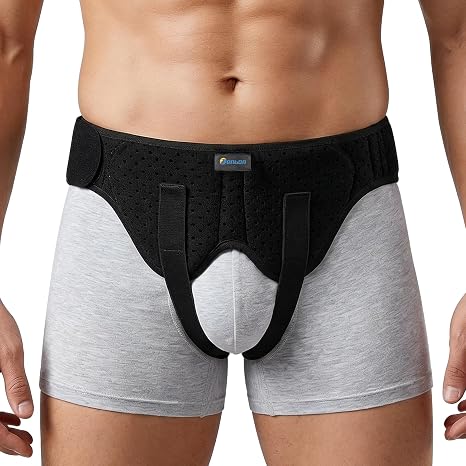 Tenbon Inguinal Hernia Belts for Men - Bilateral/Double Groin Hernia Support Pre and Post Surgery Truss for Pain Relief Recovery Adjustable Strap with 2 Removable Medical Compression Pads Comfortable & Breathable Design
