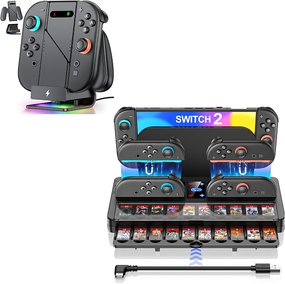 Switch 2 Controller Charging Organizer + Switch 2 Charging Grip