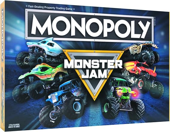 USAOPOLY Monopoly: Monster Jam | Buy, Sell, Trade Iconic Trucks Including Grave Digger, Max-D, El Toro Loco, Dragons Breath Classic Monopoly Game Officially-Licensed Merchandise