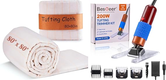 BESGEER 80" 80" Tufting Cloth with Marked Lines,BESGEER 200W Carpet Trimmer with Optimized Shearing Guide