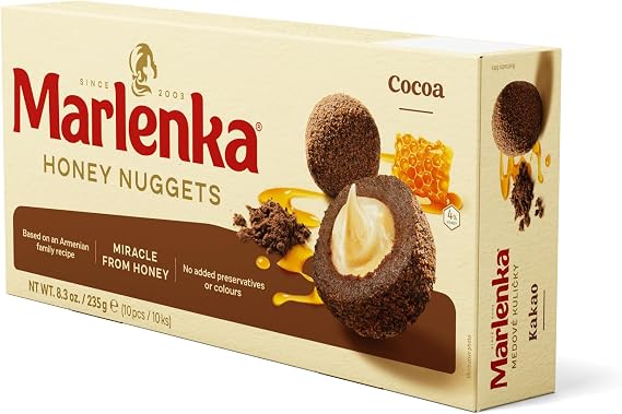 MARLENKA® Honey Balls with Cocoa – Traditional Honey Mini Cakes – 10 Pieces, 1 x 235 g