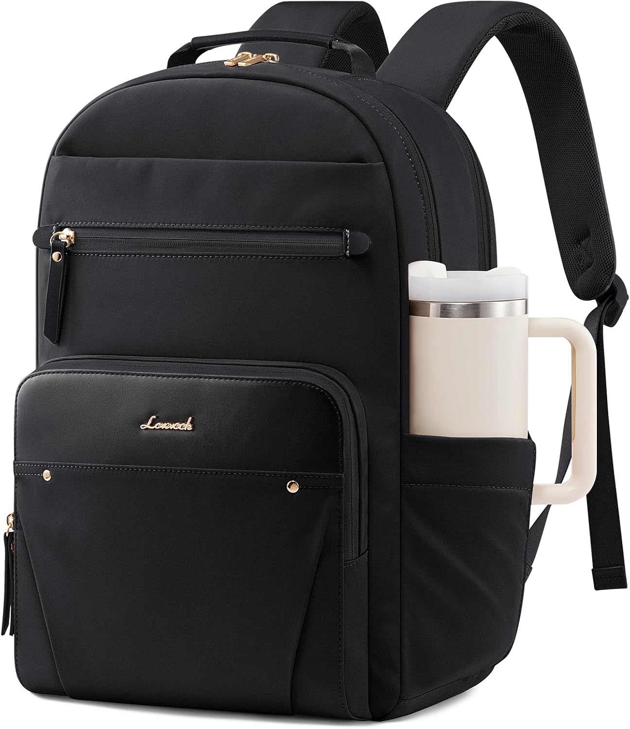 LOVEVOOK Backpack Womens, Waterproof Rucksack Wok Bag Laptop Backpacks for Women, Ladies Back Packs Casual Daypacks for School Teacher Travel Office, Black