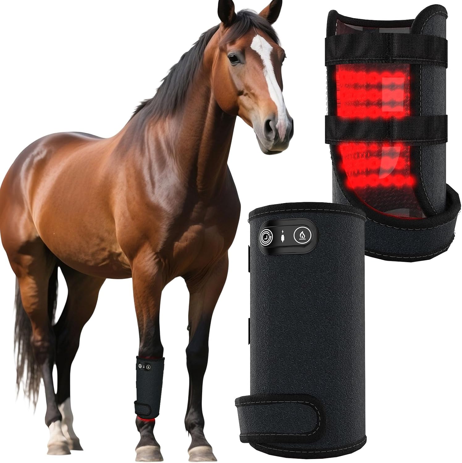 iKeener Red Light Therapy for Horses Leg, 105 LEDs Portable Cordless LED Light Therapy Horse Leg Supprt Boots, for Equine Performance Recovery, 15/30/45 Min Timer