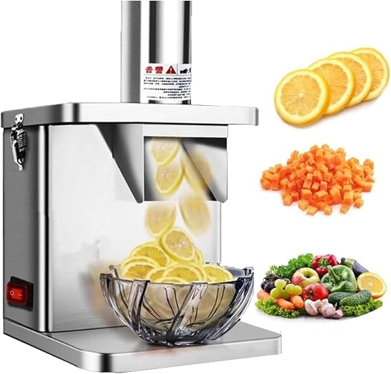 Heavy Duty Stainless Steel Commercial Vegetable Dicer,Electric Fruit Dicing Machine,Automatic Carrot Potato Onion Granular Cube Cutting Shredder Food Processor-Feed Inlet Diameter 70*60mm