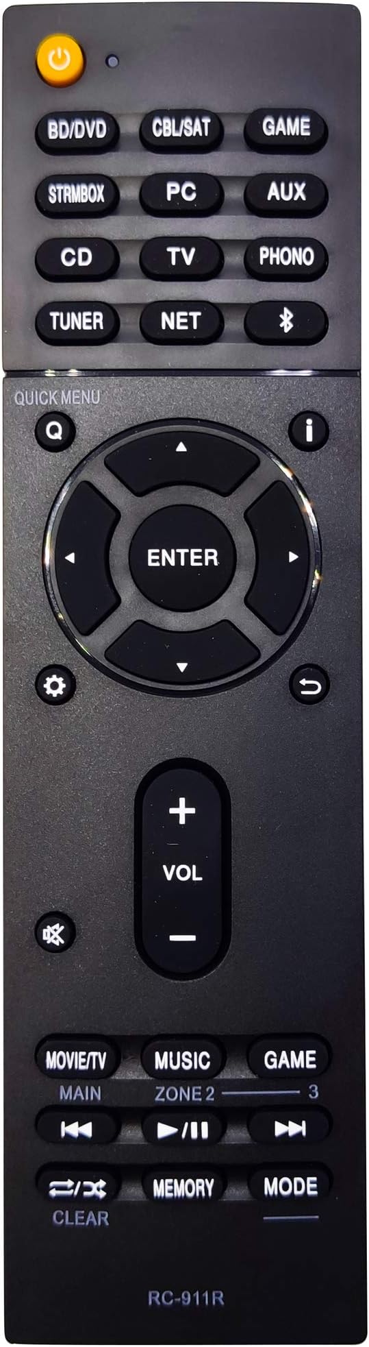 Remote Controller RC-911R for Onkyo AV Receivers TX-NR555, TX-NR575, TX-NR585, TX-NR656, TX-NR686, TX-NR676, TX-NR757, TX-NR777, TX-NR787, TX-RZ610, TX-RZ710, TX-RZ720, TX-RZ810, TX-RZ820