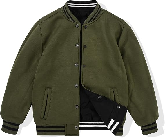 SNOW DREAMS Boys Bomber Jacket Reversible Flight Jackets Fall Spring Varsity Windbreaker