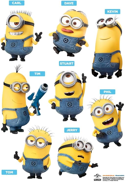 Imagicom Minion Decorative Wall Sticker, Model 16 Friends, PVC, Multi-Coloured, 0.1x42.5x30.5 cm