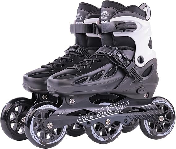 PAPAISON Adult Adjustable Inline Skates for Men Women with 3 100mm Wheels, Outdoor Blades Female Male Fitness Speed Racing Skates, Roller Skates for Teens Boys Girls