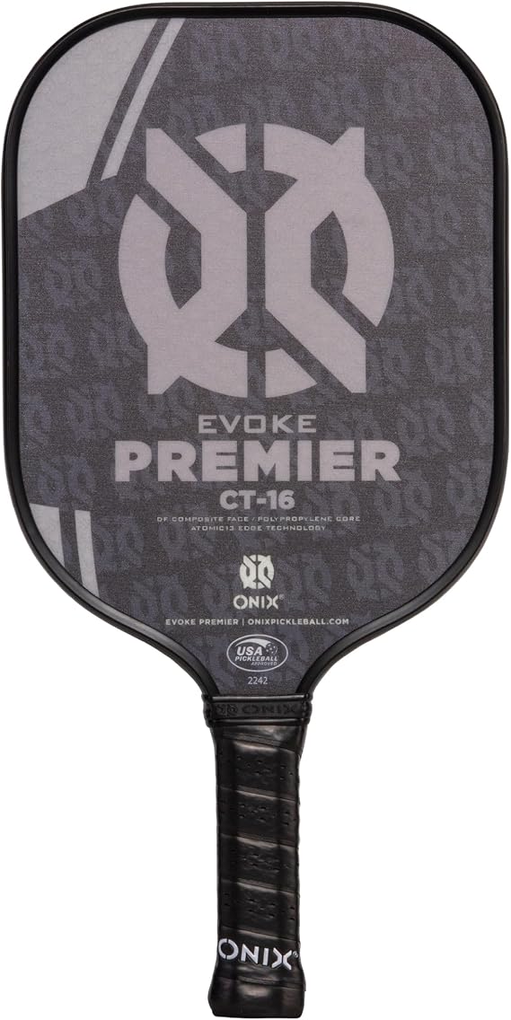 ONIX Evoke Premier CT-16 Premier Pickleball Paddle Polypropylene Honeycomb Core Protection Edge Guard Composite Face Paddle