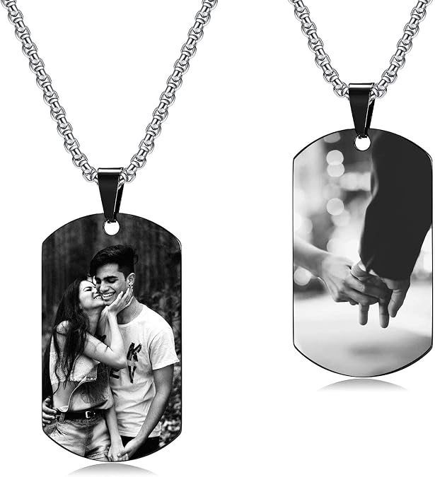 Picture Necklace Personalized | Stainless Steel Dog Tags Necklace for Men | Best Gifts for Him & Her | Image Dog Tag Necklace for Women