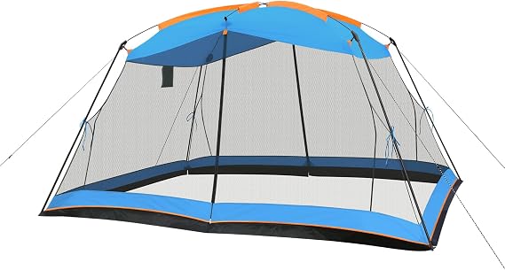 Hyper Venture Screen House 13x9 FT 4 Mesh Walls Canopy Tent Camping Gazebo Shelter for 6-8 People Outdoor Party Activities, Blue