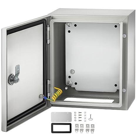 NEMA 4X Steel Enclosure 12'' x 10'' x 6'' Rainproof Hinge Cover, NEMA 4X Steel Electrical Box,Electrical Junction Box for Indoor Outdoor Using