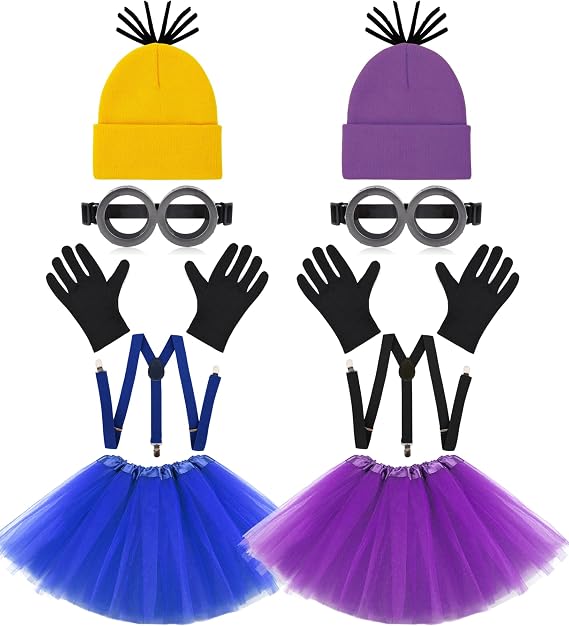 PIIDUOO Halloween Costumes Accessories for Adults Women - Yellow & Purple Duo Halloween Costume Party Cosplay Set - Matching Costumes for Teen Girls Friends