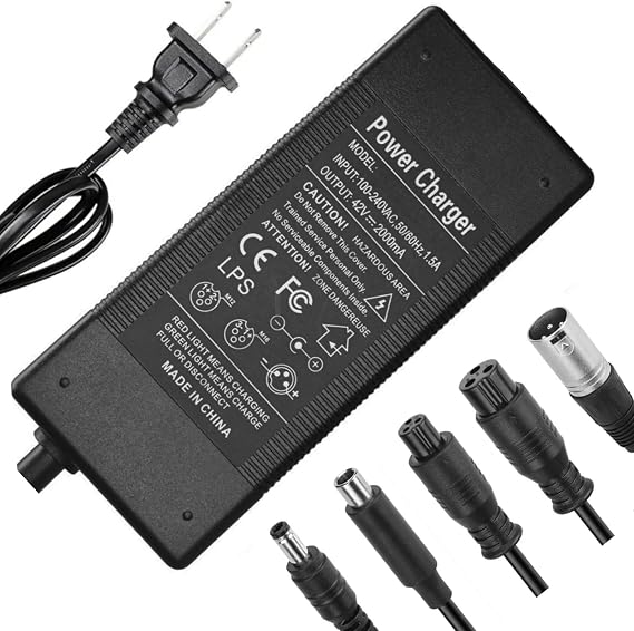 42V 2A/ 1.5A Universal (5 Plugs) Fast Electric Charger for 36V Lithium Battery Gotrax Hiboy Hover-1 Jetson Segway Ninebot Sisigad Swagtron Xiaomi etc. Replacement Charger