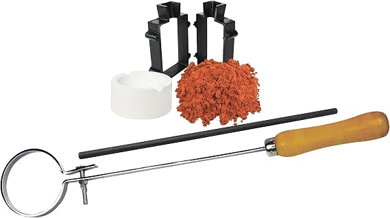 Sand Casting Set Kit with 2.2 Lbs Delft Clay Sand, Cast Iron Mold Flask Frame, Ceramic Crucible, Tongs & Stir Rod Melting Casting Refining Gold Silver Copper Jewelry Making