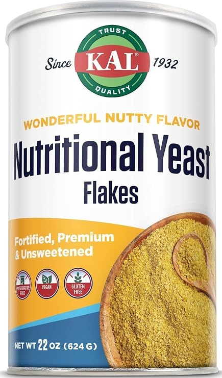 KAL Nutritional Yeast Flakes, 22 oz | Protein & B Vitamin Support, Fortified with Vitamin B12 & Folate, Unsweetened, 62 Servings, Vegan, Gluten Free