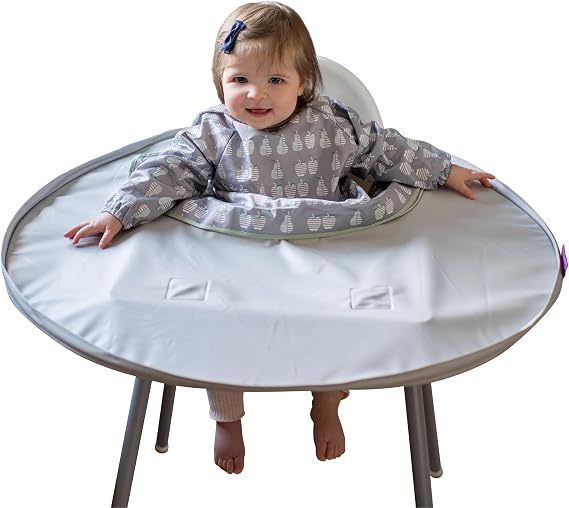 Tidy Tot Weaning Bib & Tray Kit. Weaning Set Attaches to Highchair for Mess Proof Baby Feeding. Essential Baby Led Weaning Bib BLW. Waterproof Long Sleeve Bibs Set for Babies 6-24 months