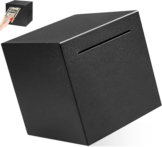 Money Box Not To Open, 12x12cm Unbreakable Black Stainless Steel Piggy Bank to Help Budget Save, Must Break To Open Coins Bills Metal Savings Boxes Money Safe Tin for Adults Children Real Cash Saving