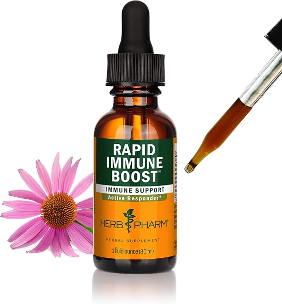 Herb Pharm Rapid Immune Boost: for Adults, Fast-Absorbing Echinacea Tincture with Goldenseal, Ginger Extract & Elderberry | Immune Support Supplement for Immune Challenges, Up to 3 Week Supply, 1 oz*