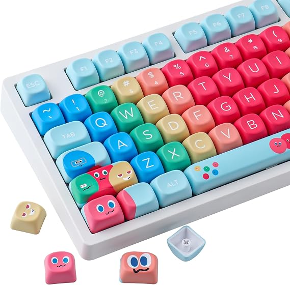 Hyekit PBT Keycaps Set, Cute Keycaps for Cherry MX Mechanical Keyboards | PBT Material, MOA Profile, Dye-Sublimation, 130 Keys, MayDay Design Theme, Kawaii Style, Compatible with Cherry MX Switches